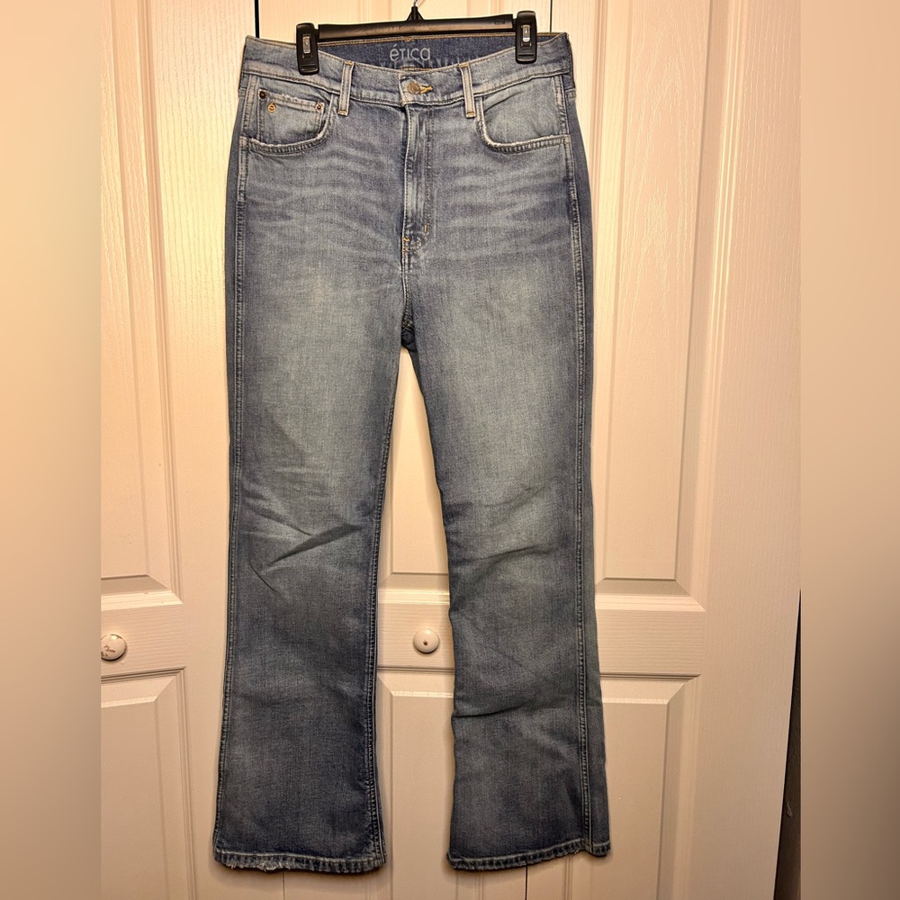 Etica Women's Blue Denim Anya Modern Flare High Rise Jeans 31 Ethically Sourced